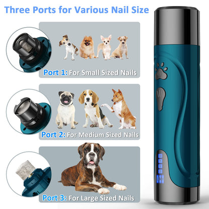 Dog Nail Grinder, Dog Nail Trimmers and Clippers Kit, Super Quiet Electric Pet Nail Grinder, Rechargeable, for Small Large Dogs &amp; Cats Toenail &amp; Claw Grooming,3 Speeds, 2 Grinding Wheels (A-Dark Blue)