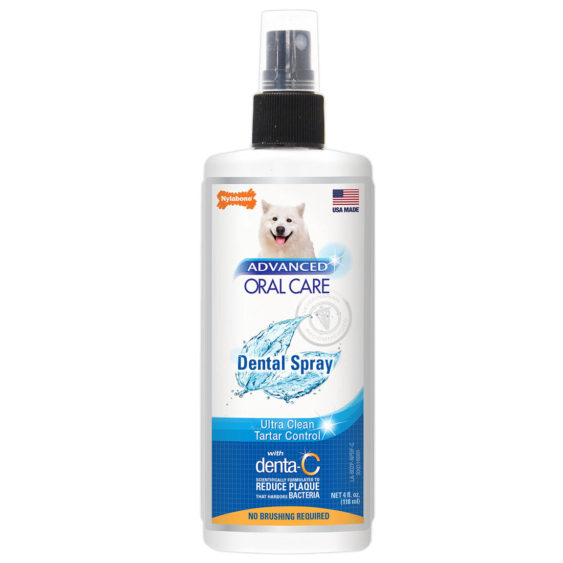 Nylabone Advanced Oral Care Dog Dental Spray - Liquid Tartar Remover - Dog Breath Freshener &amp; Teeth-Cleaning Spray (4 oz.)