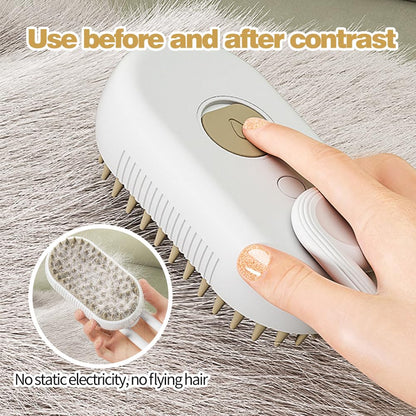 2PCS Pet Steamy Brush, Cat Grooming Comb with Steam, 3 in 1 Self Cleaning Cat Steamy Brush, Multifunctional Pet Hair Comb Grooming Brush Dog Steamy Brush, Pet Steam Brush Spray Comb for Cats (A)