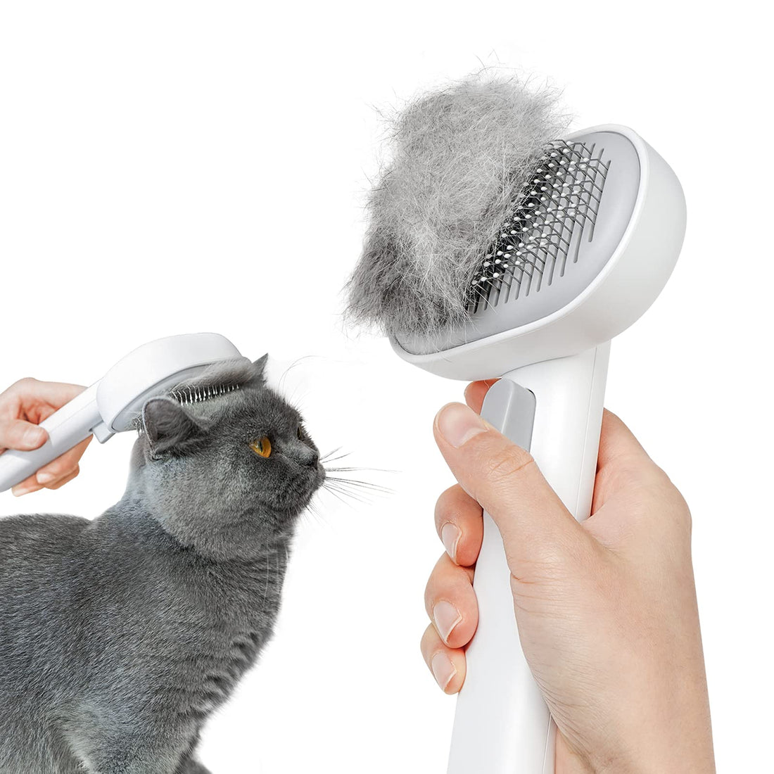 aumuca Cat Brush for Shedding, Cat Brushes for Indoor Cats, Cat Brush for Long or Short Haired Cats, Cat Hair Brush Cat Grooming Deshedding Brush for Dog Kitten Rabbit Massage Removes Loose Fur, White