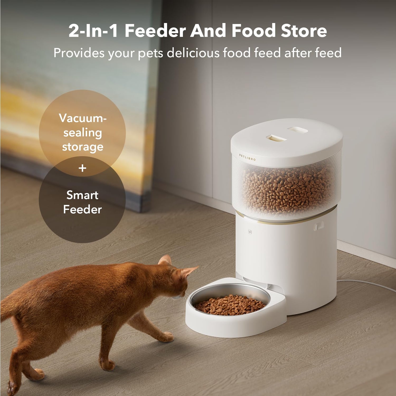 PETLIBRO Automatic Dog Feeder, 5G Wi-Fi 8L Large Dog Food Dispenser with Vacuum-Sealed Cat Feeder for Airtight Storage, Auto Pet Feeder with 187mm Large Food Tray for Medium Large Breed Dog Cat 34Cups