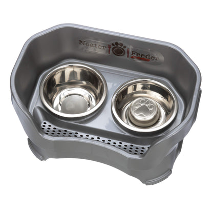 Neater Feeder Deluxe Medium Mess Proof Feeder for Medium Dogs, 1 Cup Slow Feed Bowl &amp; 5 Cup Stainless Steel Water Bowl, Elevated, No Spill, Non-Tip, Non-Slip. Aids Digestion. Made in USA