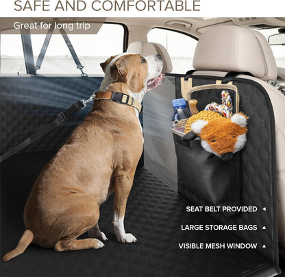 Back Seat Extender for Dogs, Heavy Duty Dog Car Seat Cover for Back Seat and Aggressive Chewer, Large Hard Bottom Car Seat Cover for Dogs, Dog Hammock for Car, Travel Dog Car Bed for Car, SUV, Truck