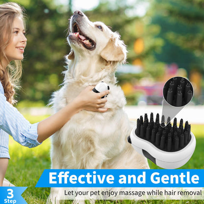 Comotech 3PCS Dog Bath Brush | Dog Shampoo Brush | Dog Scrubber for Bath | Dog/Grooming/Washing Brush Scrubber with Adjustable Ring Handle for Short &amp; Long Haired Dogs/Cats (Blue Blue White)