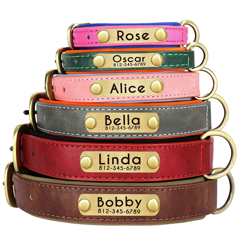 Leather Dog Collar Leash Set