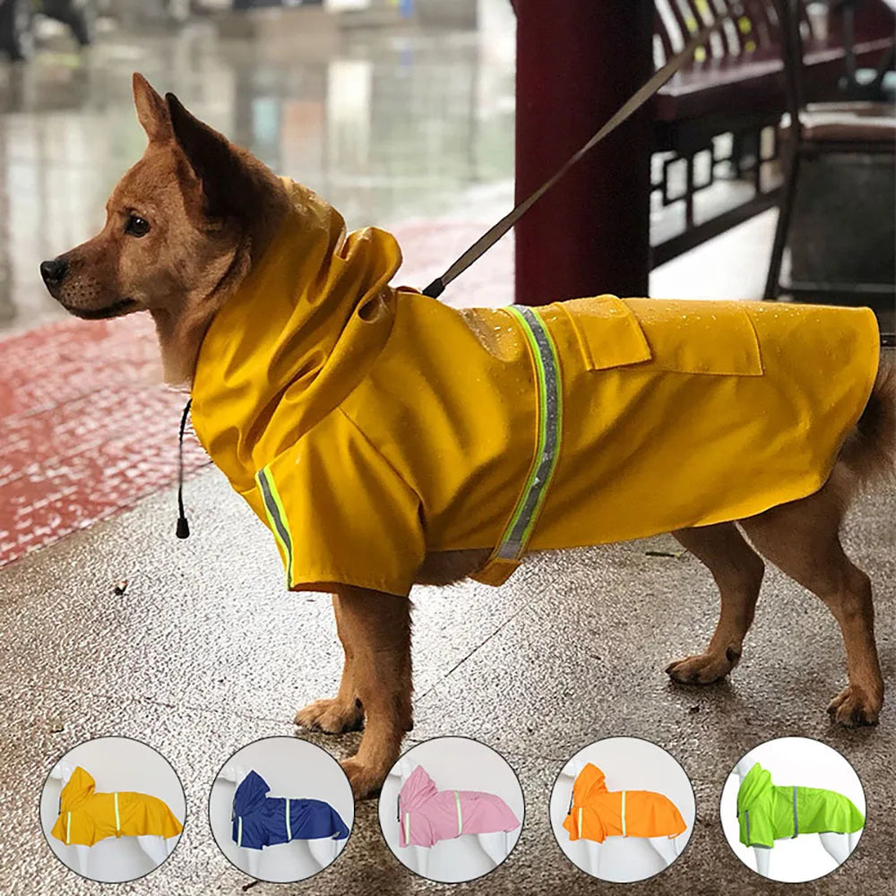 Reflective Hooded Dog Raincoat