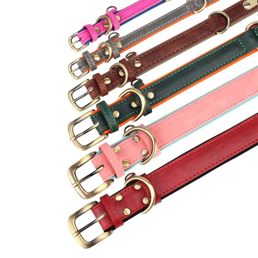 Leather Dog Collar Leash Set